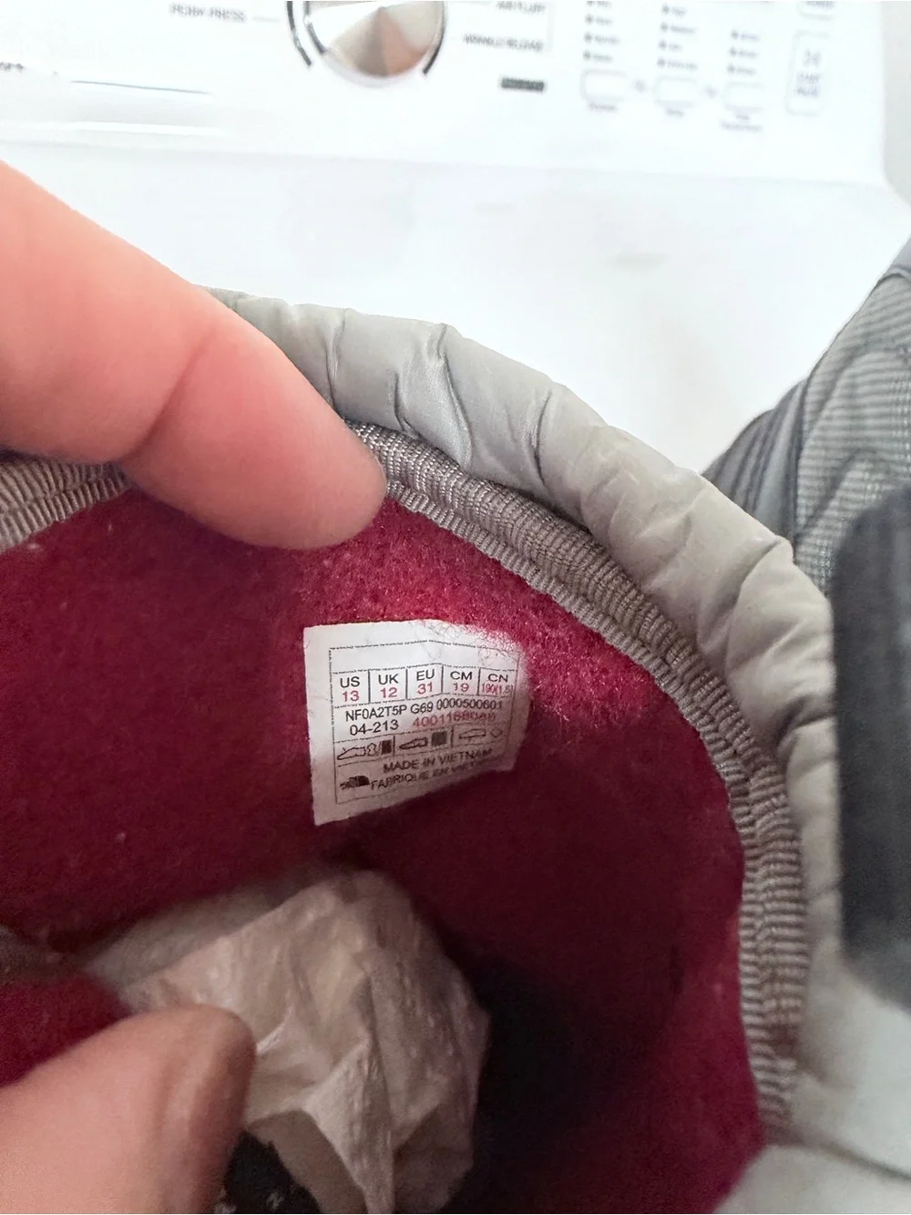 The North Face Gray and Red Insulated Winter Boot (Kids)